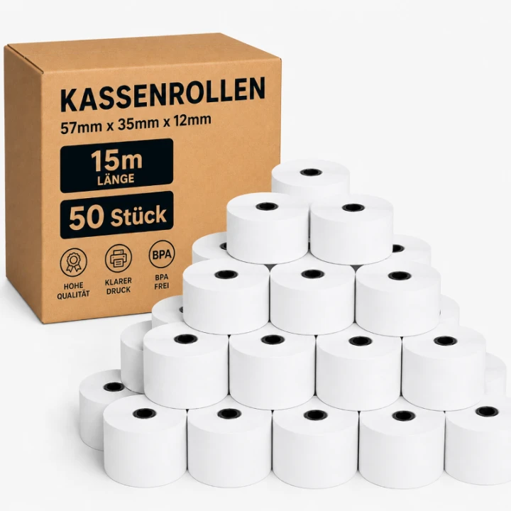 Thermorolle-57×35×12 mm-15m-Kassenrolle-50Stück